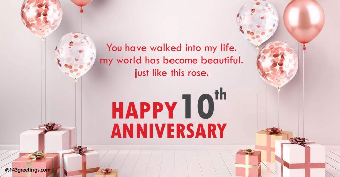 10th Marriage Anniversary Wishes for Wife