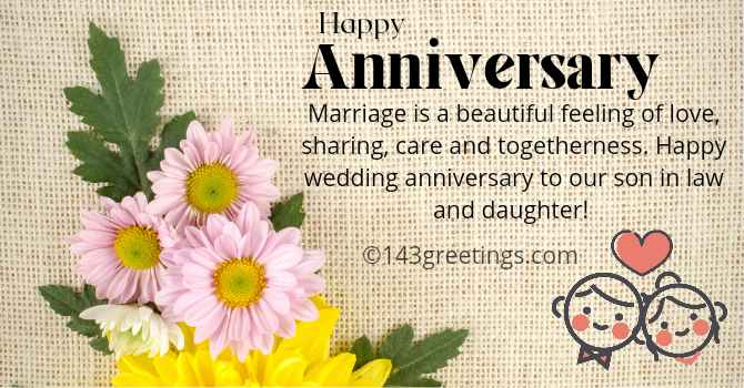 143 greetings wedding anniversary for daughter and son in law