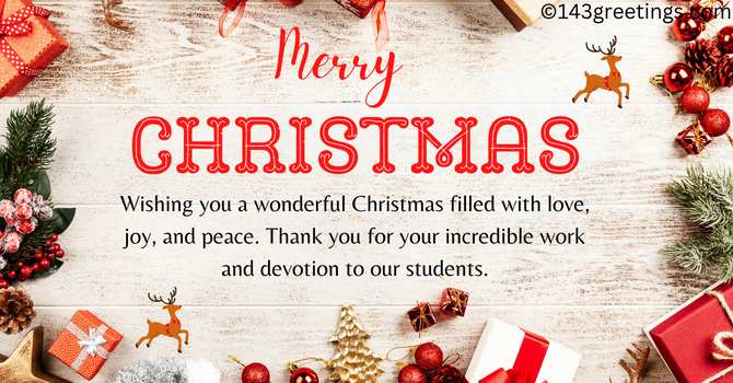 Christmas Message to Teachers from Principal