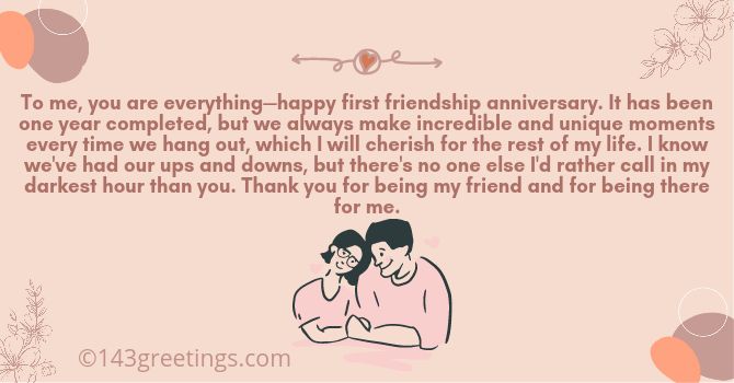 1st friendship anniversary paragraph