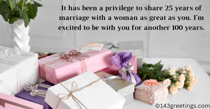 25th Wedding Anniversary Wishes for Wife