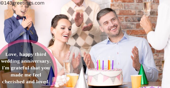 3rd Wedding Anniversary Wishes for Wife