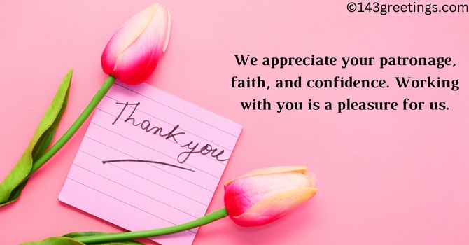 Thank you card messages business