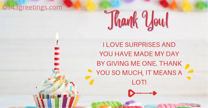 Thank You for Birthday Surprise, Quotes & Images - 143 Greetings